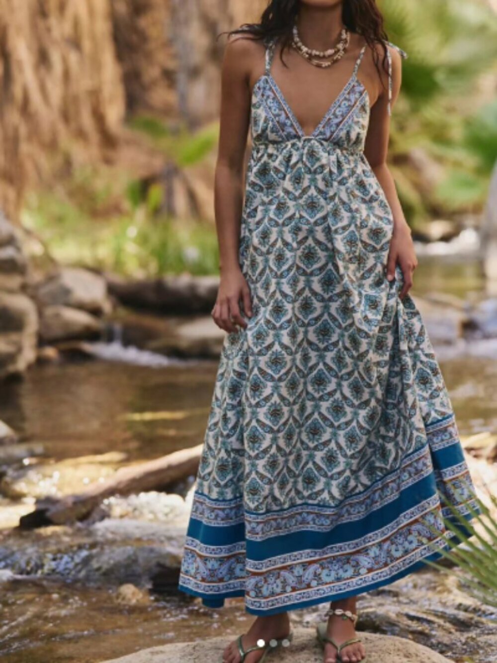 NWT Free People Sorrento Stroll Printed Maxi Dress M